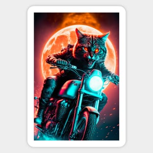 Cyber Cat Riding Dirt Bike Sticker